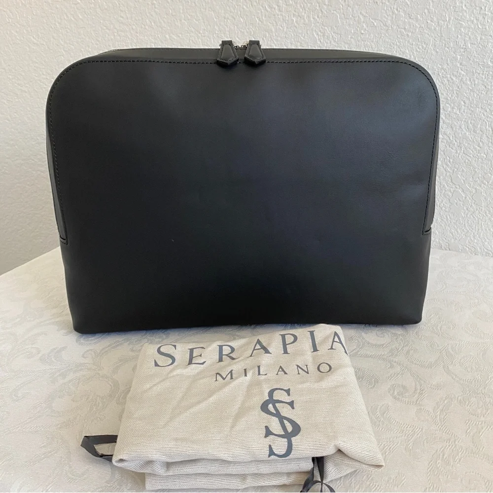 Serapian black Leather Document laptop Case